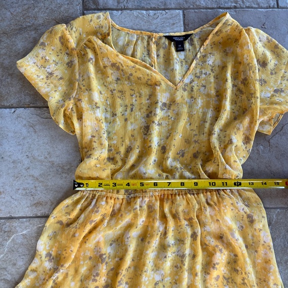 Simply VeraWang Chiffon Dress Butter Yellow Fairycore Tiered Coquette Women Sz M - Picture 13 of 13